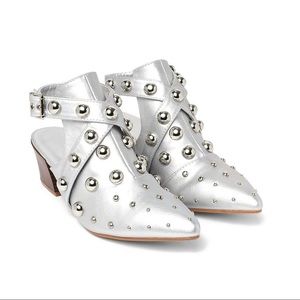 NastyGal silver studded cutout bootie
